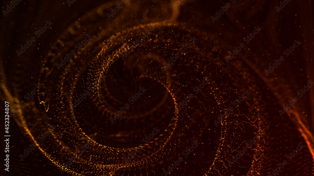 Abstract particle vortex. Futuristic dynamic wave moving in space. Illustration with explosion of data. 3d rendering. Abstract particle vortex. Futuristic dynamic wave moving in space. Illustration with explosion of data. 3d rendering.