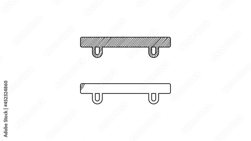 Black line Empty wooden shelves icon isolated on white background. 4K Video motion graphic animation Black line Empty wooden shelves icon isolated on white background. 4K Video motion graphic animation