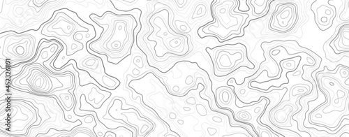 Topography contour map with grid. Vector relief map.