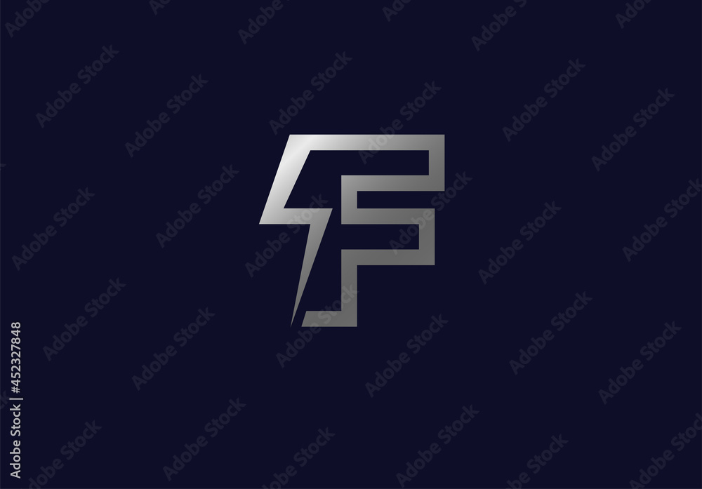 Initial F Power lightning thunder Logo. letter F and thunder bolt icon combination isolated on dark background, Logo Design Template element, vector illustration Initial F Power lightning thunder Logo. letter F and thunder bolt icon combination isolated on dark background, Logo Design Template element, vector illustration