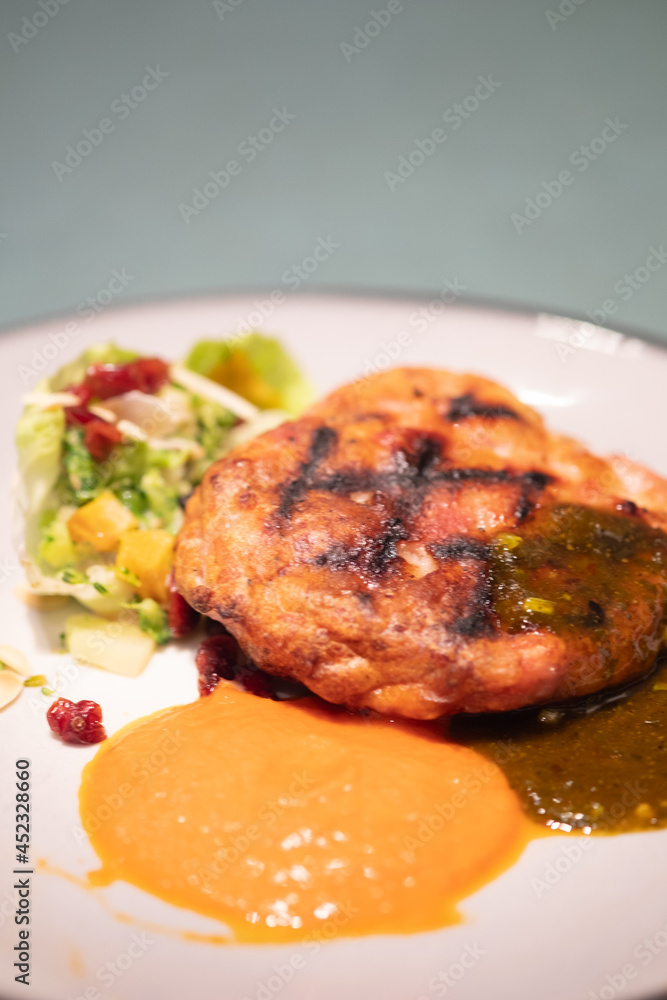 Cooked minced beef patty with vegetables Cooked minced beef patty with vegetables