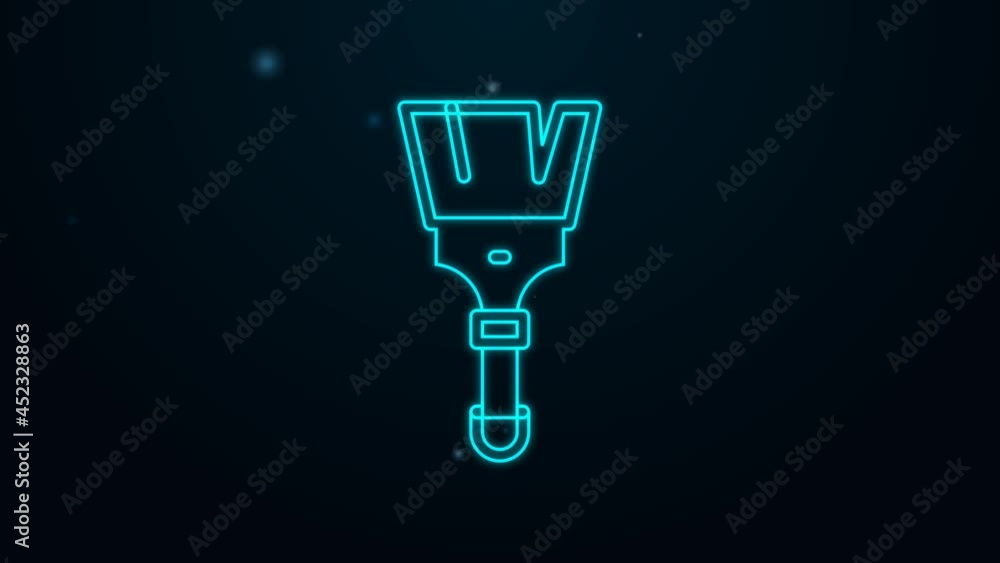 Glowing neon line Paint brush icon isolated on black background. 4K Video motion graphic animation Glowing neon line Paint brush icon isolated on black background. 4K Video motion graphic animation