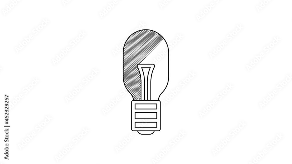 Black line Light bulb with concept of idea icon isolated on white background. Energy and idea symbol. Inspiration concept. 4K Video motion graphic animation Black line Light bulb with concept of idea icon isolated on white background. Energy and idea symbol. Inspiration concept. 4K Video motion graphic animation