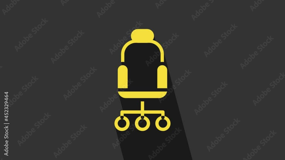 Yellow Office chair icon isolated on grey background. 4K Video motion graphic animation Yellow Office chair icon isolated on grey background. 4K Video motion graphic animation