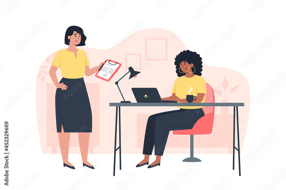 Teamwork and communication between employees in the office Teamwork and communication between employees in the office