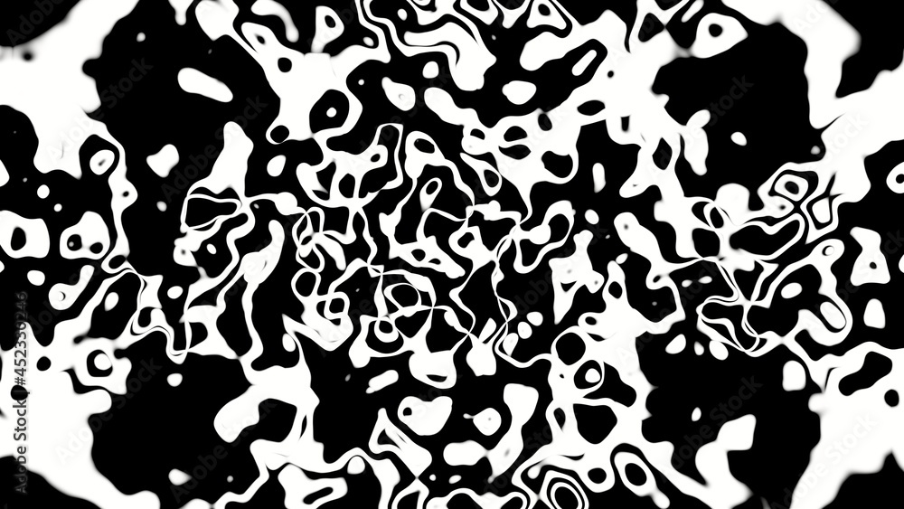 Abstract Pattern Background, White Black Symmetrical Complex Messy Shapes , Gray Background, 3D Illustration