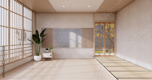 Fototapeta Naklejka Na Ścianę i Meble -  Empty - Clean modern room japanese style.3D rendering