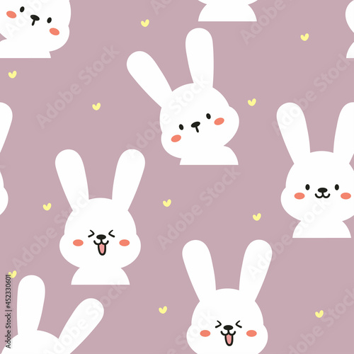 Seamless pattern with cute cartoon bunny for fabric print  textile  gift wrapping paper. colorful vector for textile  flat style