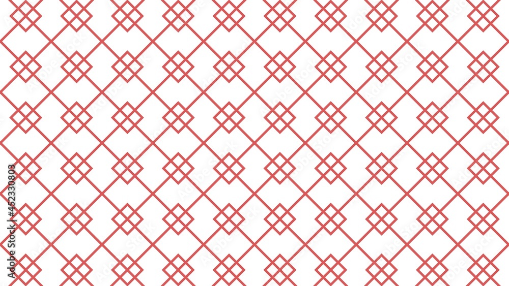 Abstract Pattern Background, Pink Symmetrical Squares and Grid Lines, White Background, 3D Illustration