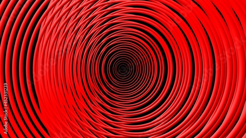 Abstract Red Circles, Black Background, 3D Illustration
