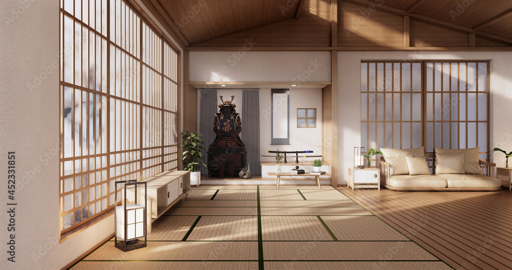 Fototapeta premium Empty - Clean modern room japanese style.3D rendering