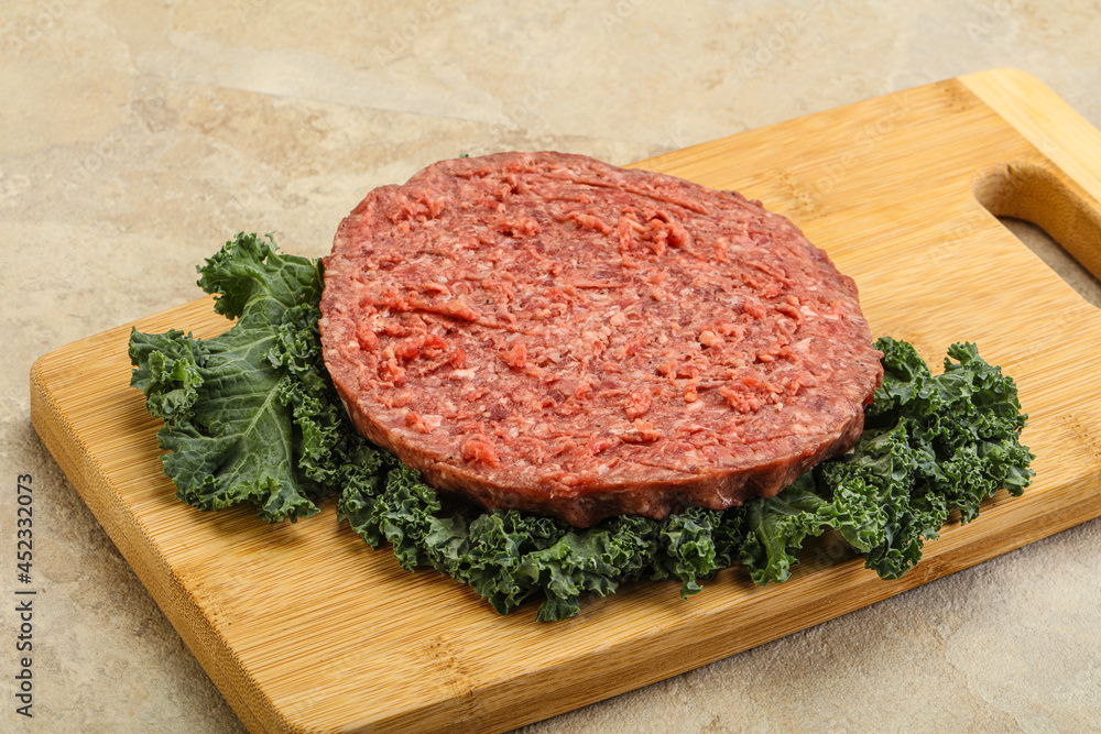 Raw beef burger cutlet for burger Raw beef burger cutlet for burger