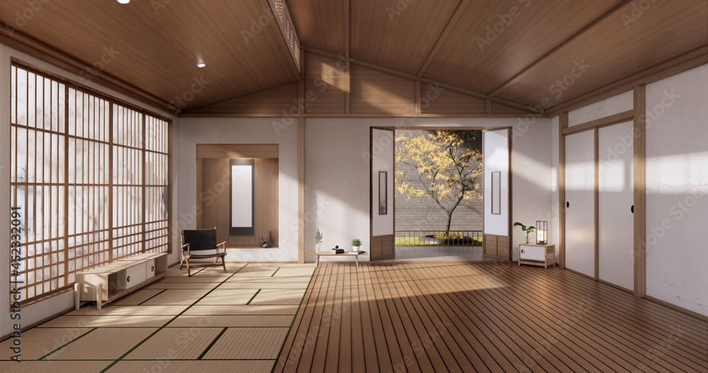 Empty - Clean modern room japanese style.3D rendering Empty - Clean modern room japanese style.3D rendering