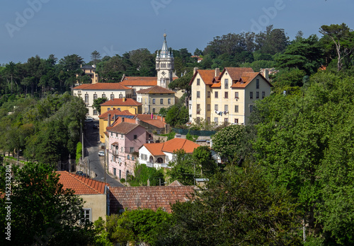 Bird's eye view of the old town of Sintra. The outskirts of Lisbon. Portugal.