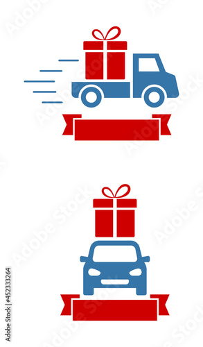 car with gift box delivery