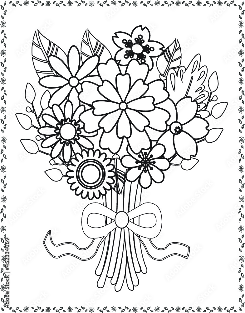 coloring book flowers for adult design drawing flower page white and ...