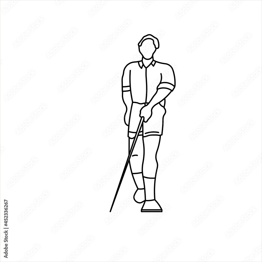 Vector design of sketch of blind man using blind stick Vector design of sketch of blind man using blind stick