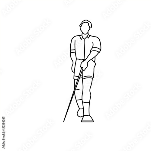Vector design of sketch of blind man using blind stick