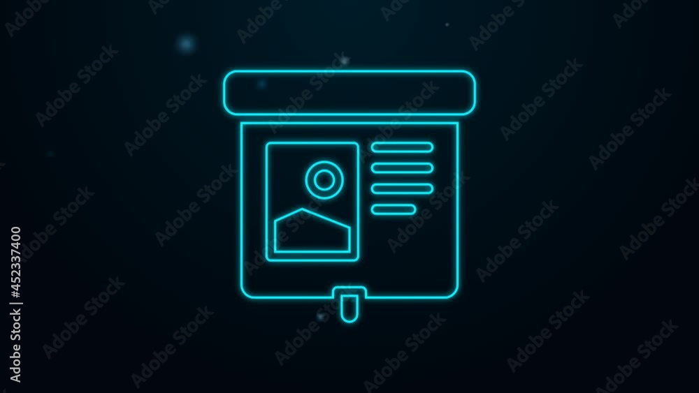 Glowing neon line Projection screen icon isolated on black background. Business presentation visual content like slides, infographics and video. 4K Video motion graphic animation Glowing neon line Projection screen icon isolated on black background. Business presentation visual content like slides, infographics and video. 4K Video motion graphic animation