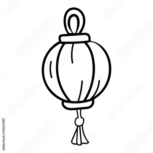 Traditional Paper Chinese Lantern Vector Doodle Illustration