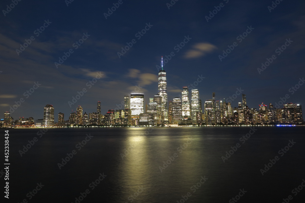 Beautiful night view of Manhattan seen from New Jersey