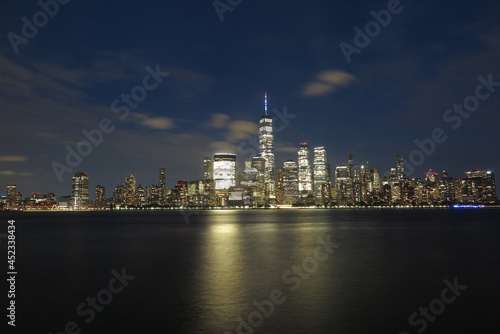 Beautiful night view of Manhattan seen from New Jersey