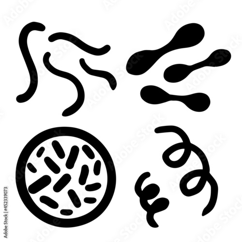 Microorganisms in Coccus spirilla vibrio shapes