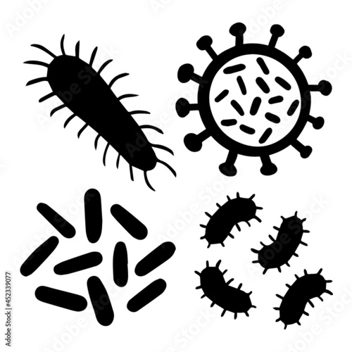 Microorganisms in vibrio bacilli shape with flagella