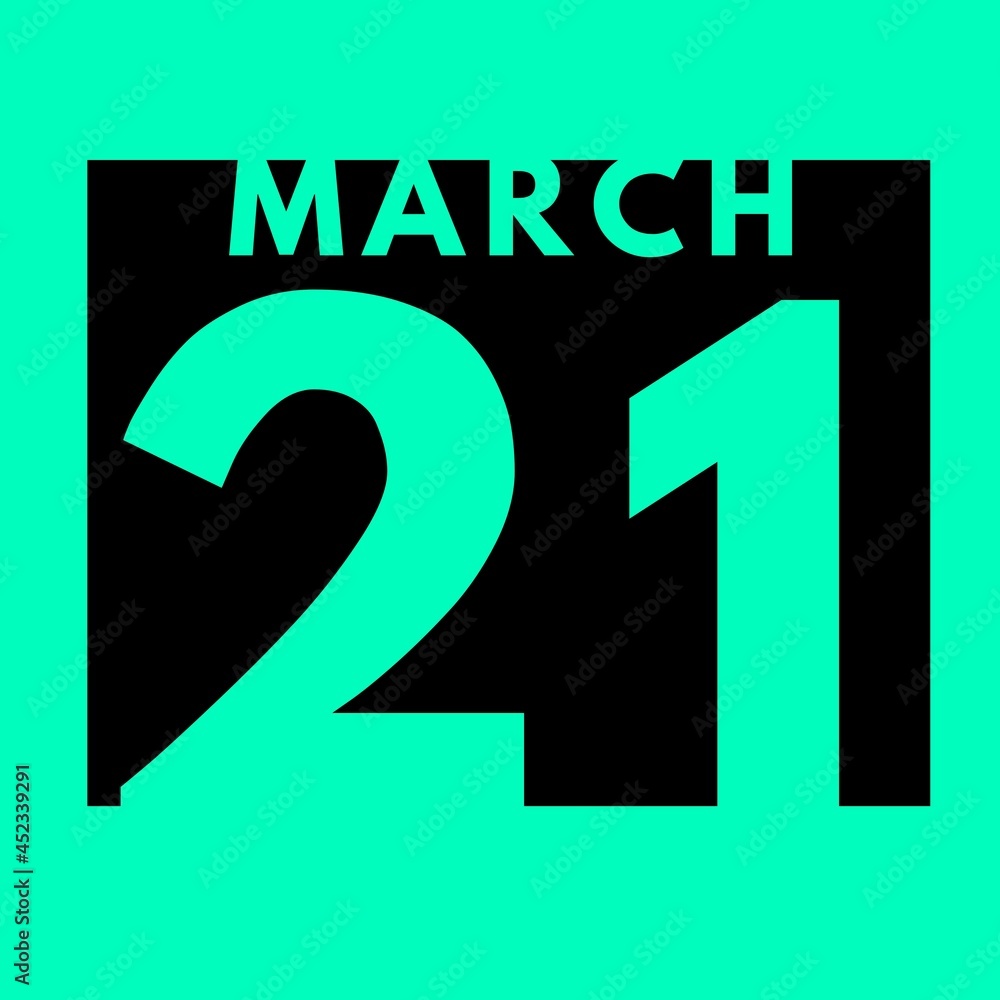 March 21 . flat modern daily calendar icon .date ,day, month .calendar for the month of March