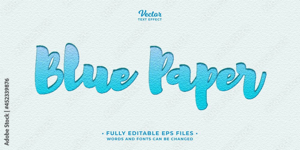 Obraz premium blue paper letter press text effect editable eps cc