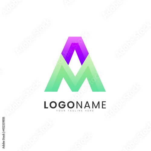 Modern a ma and am initial letter logo design template