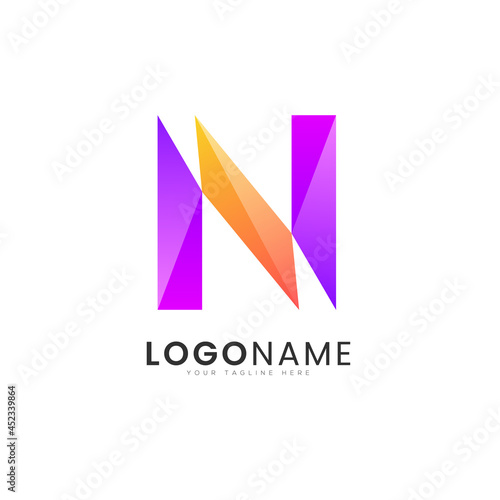 Free Download Modern gradient style initial letter n colorful vector logo template - GFXLoad