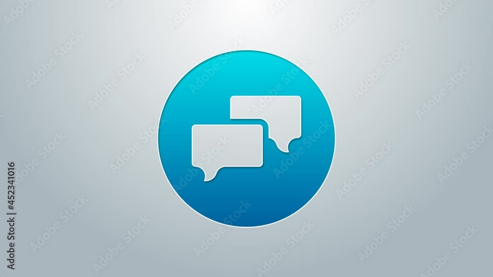 Blue line Speech bubble chat icon isolated on grey background. Message icon. Communication or comment chat symbol. 4K Video motion graphic animation Blue line Speech bubble chat icon isolated on grey background. Message icon. Communication or comment chat symbol. 4K Video motion graphic animation