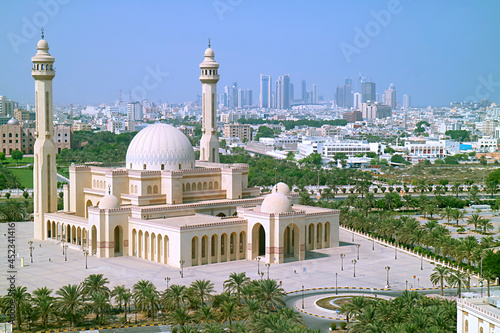 Stunning Aerial View of the Al Fateh Grand Mosque of Manama, the Capital City of Bahrain photo