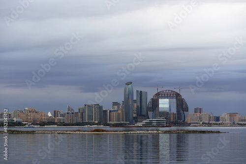 Panorama of the city of Baku from the sea.