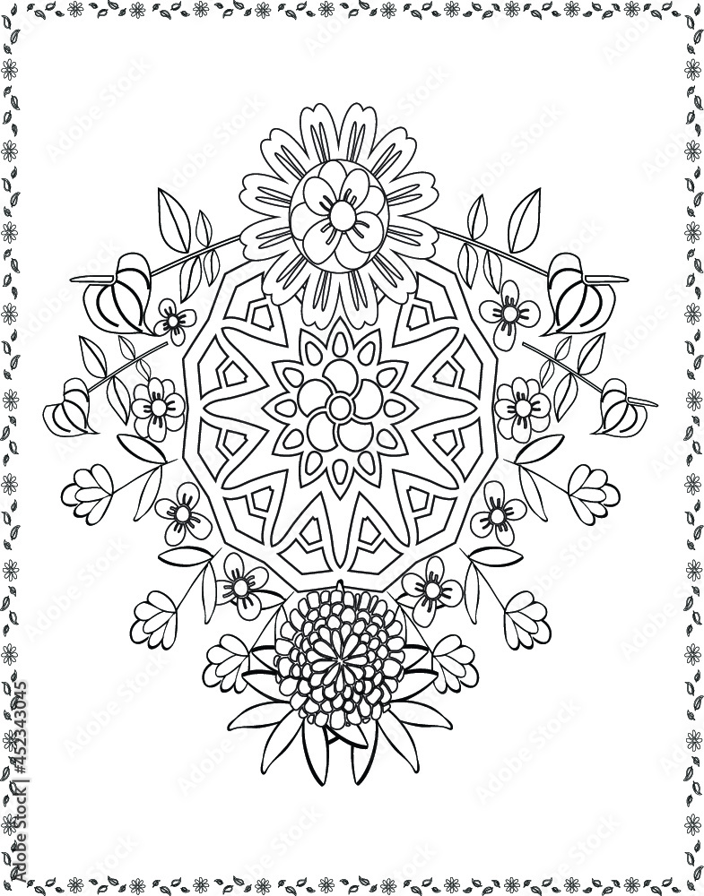 coloring book flowers for adult design drawing flower page white and ...