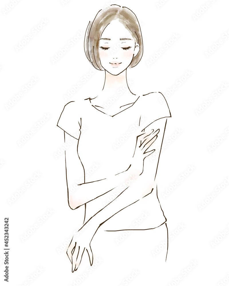 ボディケアをする女性のイラスト 身だしなみ