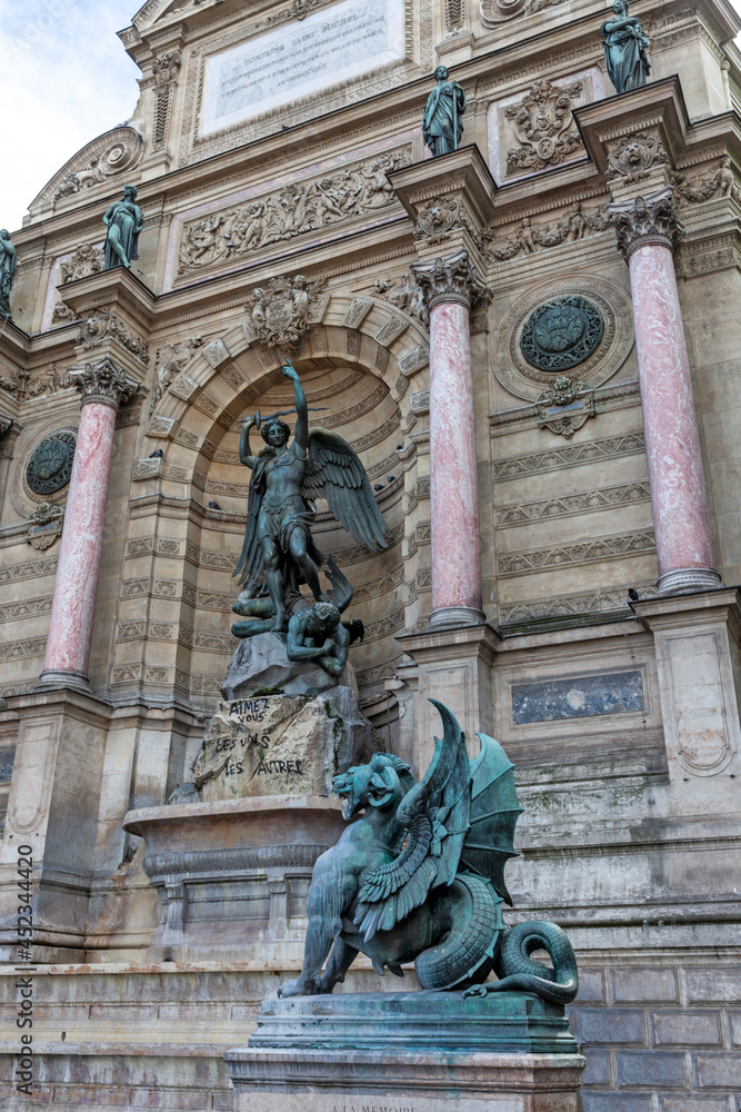 The statue of the Archangel Michael. Paris
