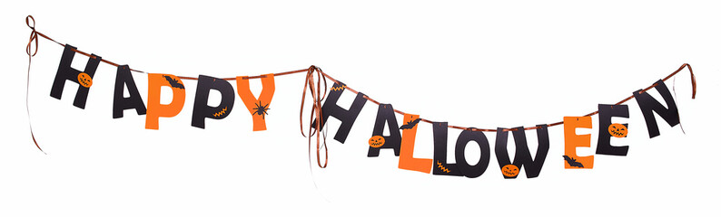 happy halloween decoration on white background. Holiday, spook concept