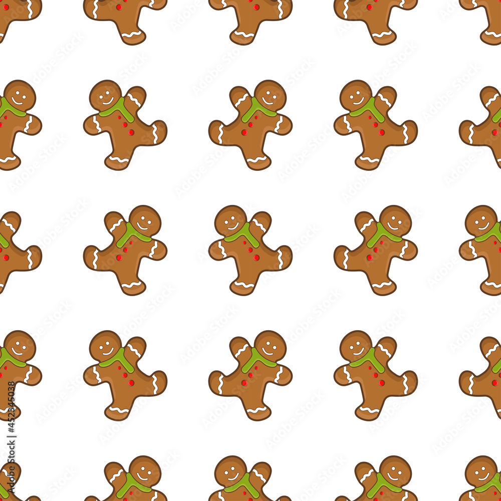 Christmas cookies decoration elements seamless pattern. Gingerbread man. Vector illustration Christmas cookies decoration elements seamless pattern. Gingerbread man. Vector illustration