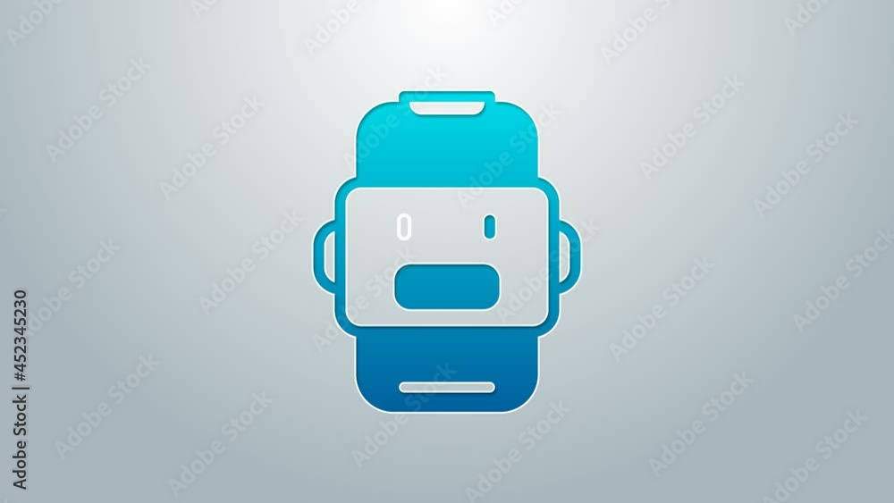 Blue line Chat bot icon isolated on grey background. Chatbot icon. 4K Video motion graphic animation Blue line Chat bot icon isolated on grey background. Chatbot icon. 4K Video motion graphic animation