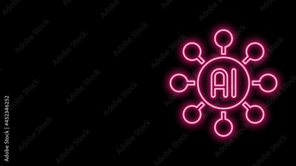 Glowing neon line Neural network icon isolated on black background. Artificial intelligence AI. 4K Video motion graphic animation Glowing neon line Neural network icon isolated on black background. Artificial intelligence AI. 4K Video motion graphic animation