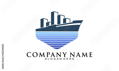 Modern sea ship vector logo