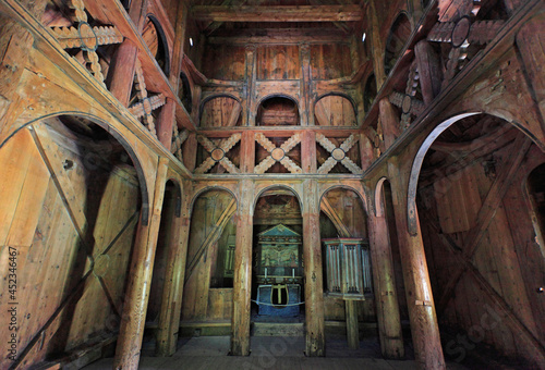 Heddal Stave Church (Heddal stavkirke) - wooden church inside, Norway