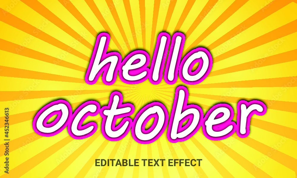 Obraz premium Hello October 3D editable text effect design