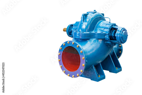 New high pressure single stage double suction Centrifugal horizontal Pump for liquid water or solvent oil fuel etc to transfer in industrial isolated on white background with clipping path
