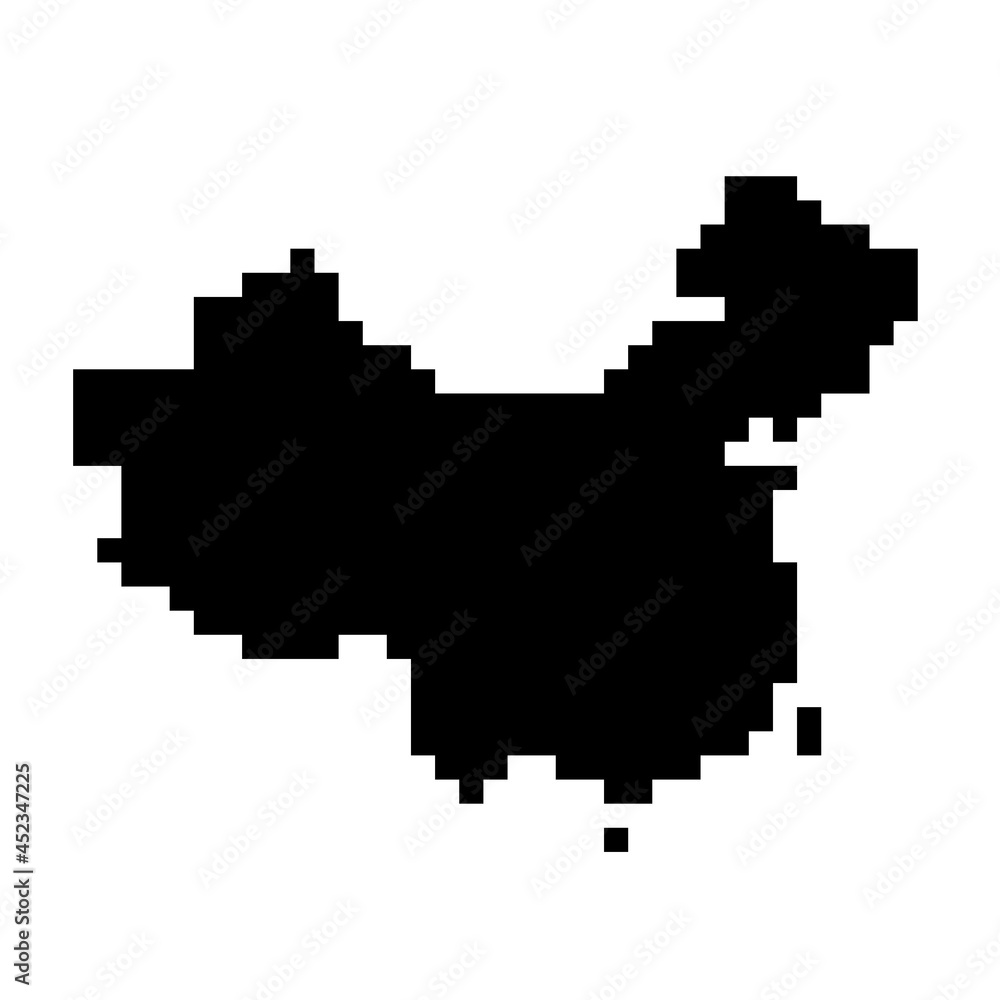 China map silhouette from black square pixels. Vector illustration.