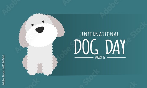 Vector illustration, flat style dog with long shadow, as a banner, poster or template for International Dog Day. photo