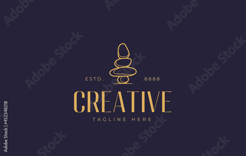 Balancing Rock Logo Design Template. Balanced stacked stone design. Creative Vector Icon Design Concept.