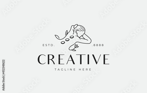 Stone Therapy Logo Design Template. Hot cold stone massage therapy design. Creative Vector Icon Design Concept.